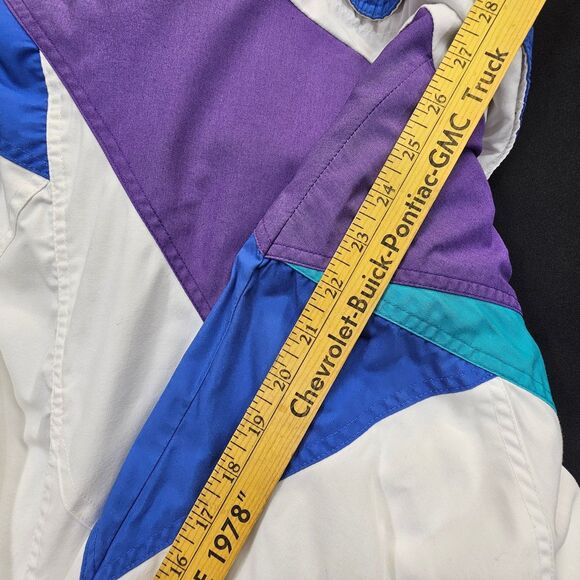 Izzi Women's Colorblock Windbreaker Jacket White Purple Teal Blue M - Picture 11 of 12